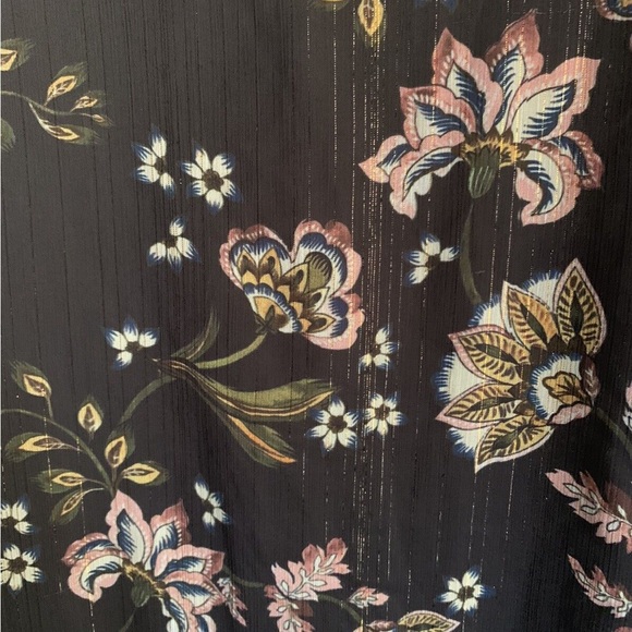 PORTMANS Delphine Woodland Winter Floral Black Gold Metallic Long Sleeve Blouse - Picture 8 of 9